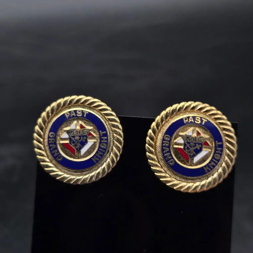 Vintage Knights of Columbus Past Grand Knight Cuff Links Gold Tone